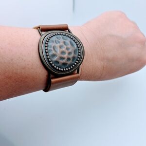 Copper Brown Faux Leather Bracelet NWT